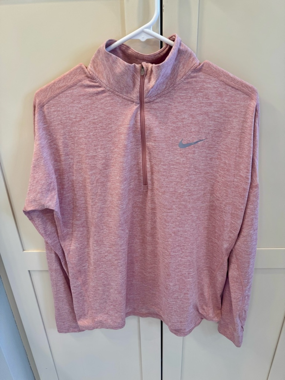 Nike Heathered Light Pink Quarter-Zip Pullover